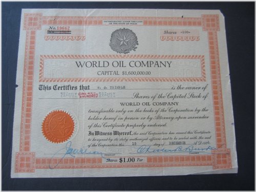 Texas Oil Company Heritage Certificate