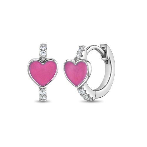 Enamel Heart Huggie Hoop Earrings