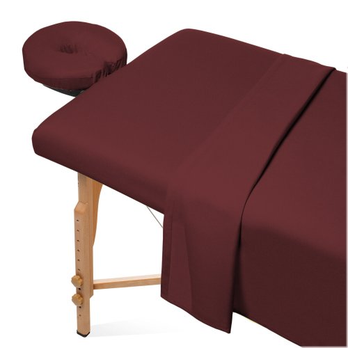 Burgundy Flannel Sheet Set for Massage and Spa Tables