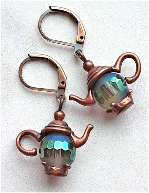 Copper Raindrop Crystal Artisan Earrings