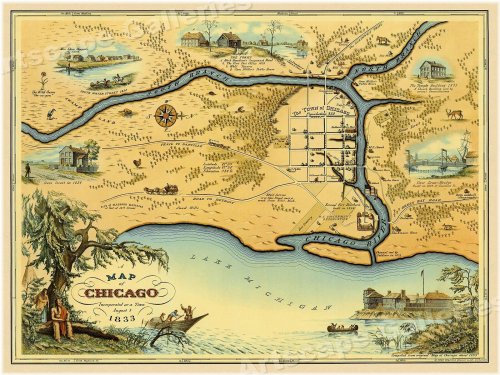 Chicago's Past: A Vintage Map from 1833