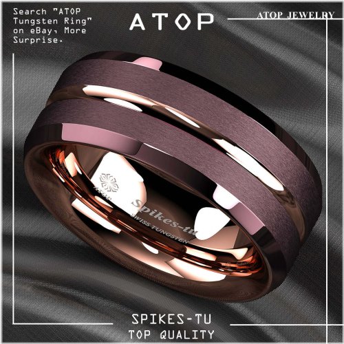 Rose Gold Groove Stripe Tungsten Ring for Men