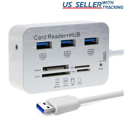 Multi-Card Reader Hub with USB 3.0 Ports