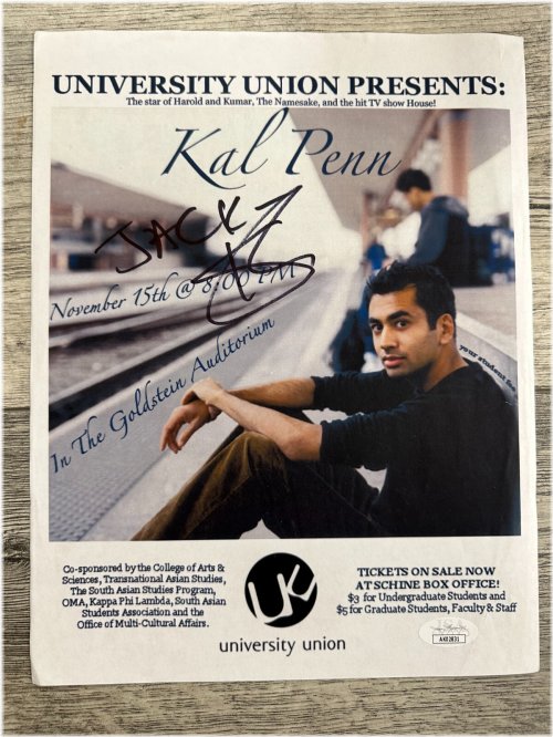 University Union Flyer Signed by Kal Penn with JSA COA