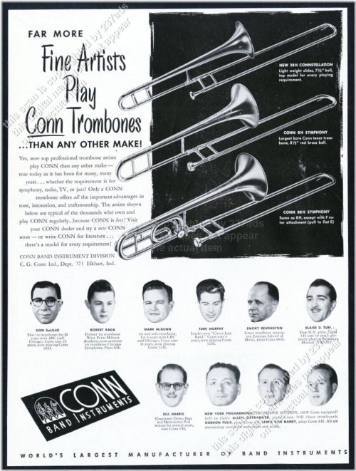 Vintage Print Ad Featuring Rare 1955 NY Phil Trombone