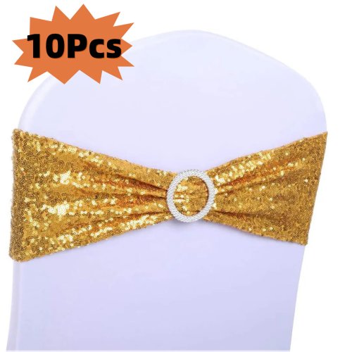 Sequin Chair Sashes with Buckle - Set of 10