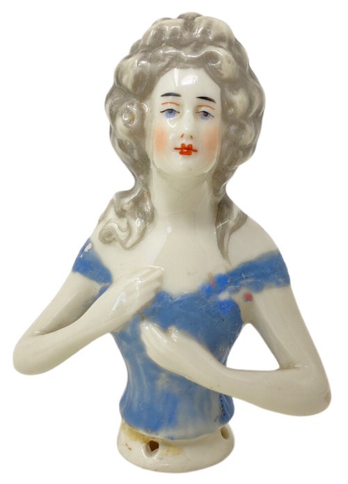 Blue Wax Bodice Pin Cushion Doll