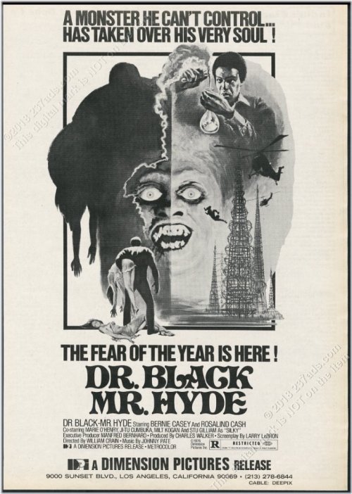 Silver Screen Time Capsule: 1976 Dr. Black Mr. Hyde Vintage Print Ad