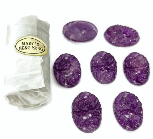 Amethyst Floral Resin Cameos (Set of 12)