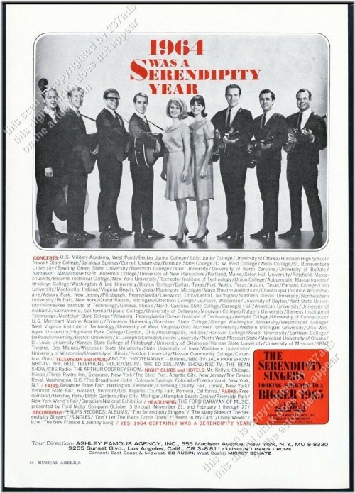 Serendipity Singers Vintage Trade Print Ad
