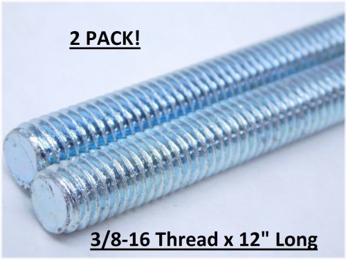 Zinc-Plated Steel Threaded Rod Set (3/8-16" Thread x 12" Long, Pack of 2)