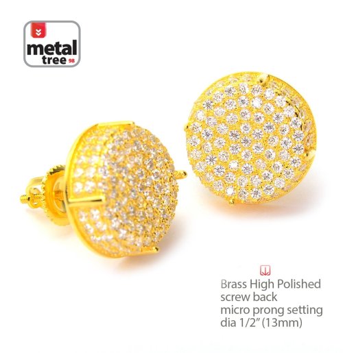 Gold Plated XL Round Stud Earrings