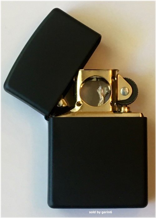 Black Matte Zippo with Gold Pipe Insert