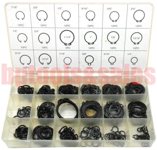 RingMaster Assortment - 225 pieces of Snap Retaining Rings in 18 Sizes (Internal and External)