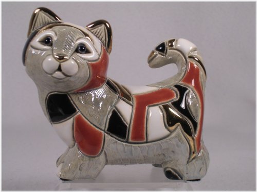 Silver Calico Cat Figurine