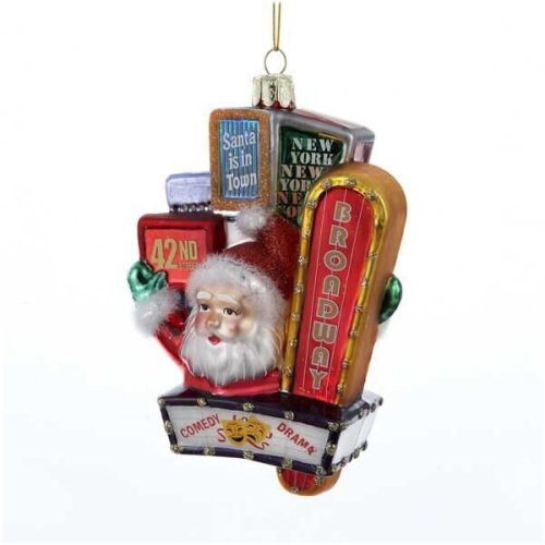 Broadway Santa Glass Ornament