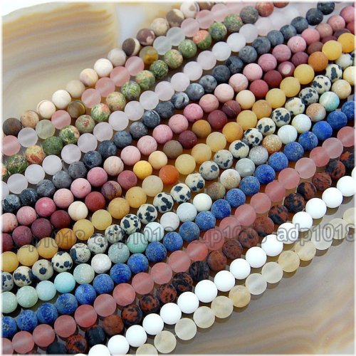 Matte Gemstone Round Spacer Beads Set