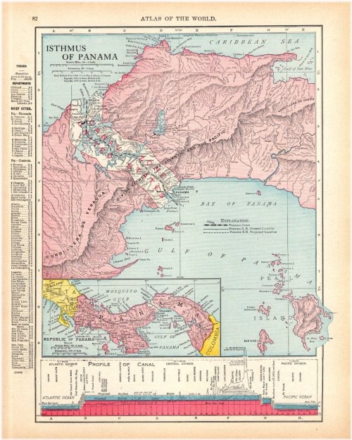 PANAMA CANAL 1904 Vintage Map