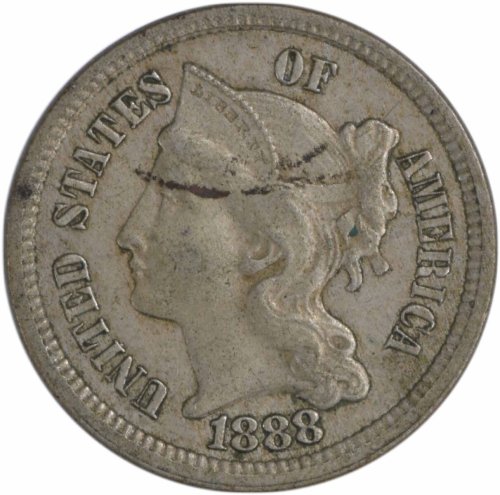 1888 Three Cent Nickel EF Uncertified #908