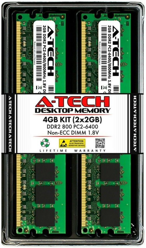 Desktop Memory Upgrade Kit - 4GB DDR2 RAM (2x 2GB DIMMs) at 800 MHz