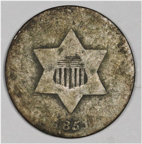 Silver Threepence 1851 - Circulated, Uncleaned