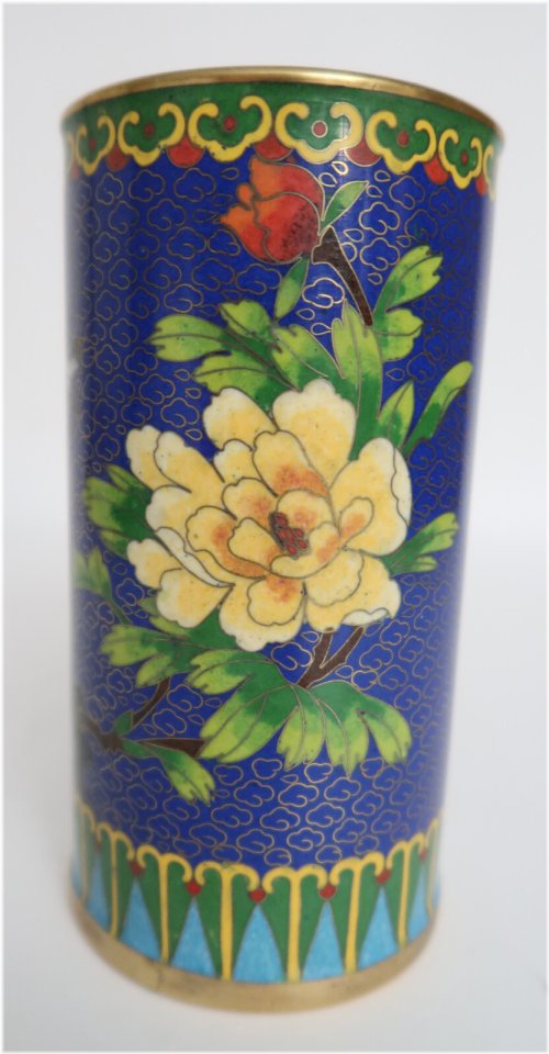 Floral Metal Canister with Asian Influence