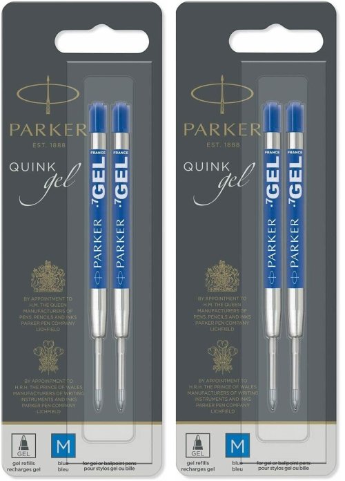 Parker Blue Gel Pen Refills - Pack of 4