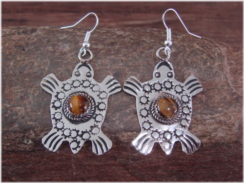 Southwestern Turtle Dangle Earrings