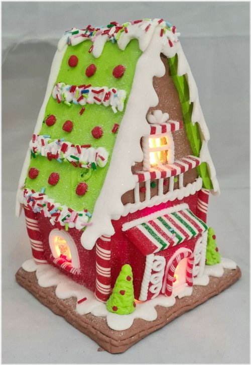 Candy Stripe Gingerbread Holiday House