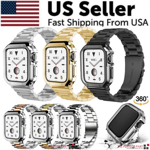 Metallic Shield Watch Band Set for Apple Watch Series