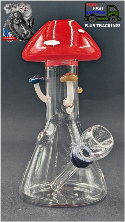 Scarlet Fungi Glass Water Pipe