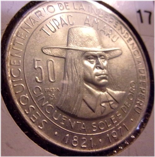 Peru 50 Soles 150 Year Anniversary Silver Coin