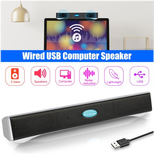 SurroundBar USB Stereo Speakers for Computer and Laptop with Enhanced Bass