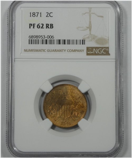Civil War Era Two-Cent Coin in NGC Proof 62 Red Brown