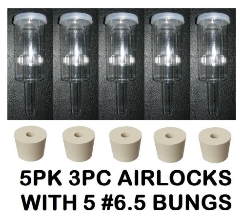 Triple-Seal Fermentation Airlocks with Rubber Bungs