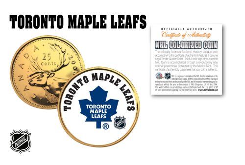 Maple Leaf NHL Quarter Coin - 24K Gold Plated and Licensed