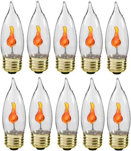 Flicker Flame Standard Base Light Bulbs - Pack of 10