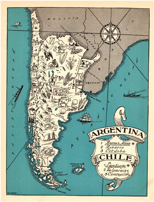 Vintage South American Map Animation
