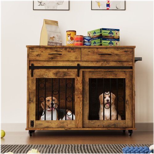 Wooden End Table Dog Kennel