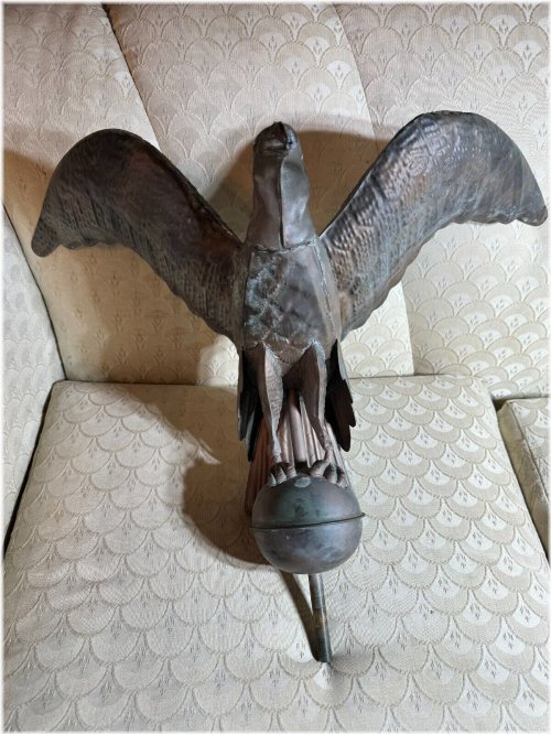 Copper Eagle Weathervane with Patina - 23.0 Inches Wingspan