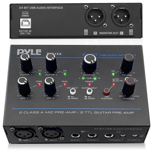 Pyle Ultralow Noise 2-Channel Audio Interface