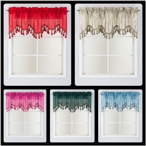 Silken Cascade Window Valance with Tassels - 55" x 18