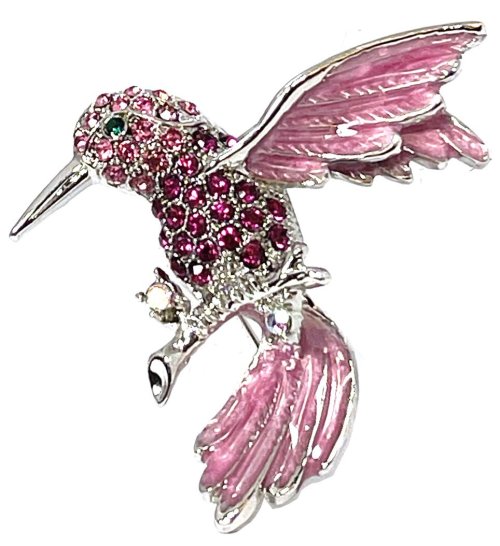 Hummingbird Crystal Brooch