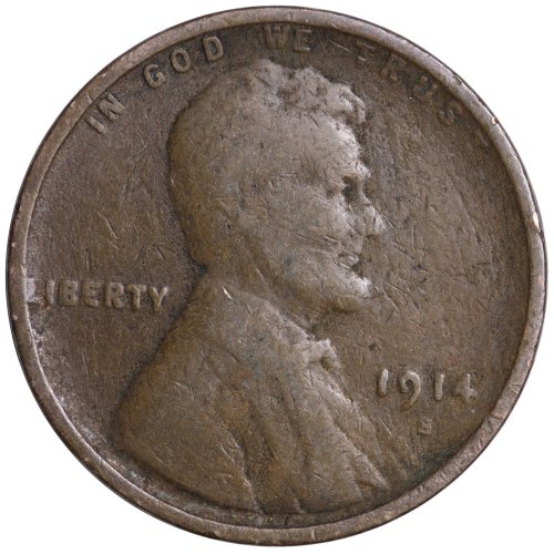 1914-S FULL DATE Lincoln Wheat Cent - CULL / AG / HOLE FILLER