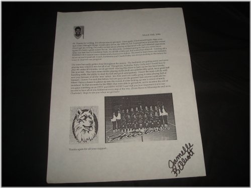 Jamelle Elliott UConn Basketball Signed Personal Letter Authentic Autograph