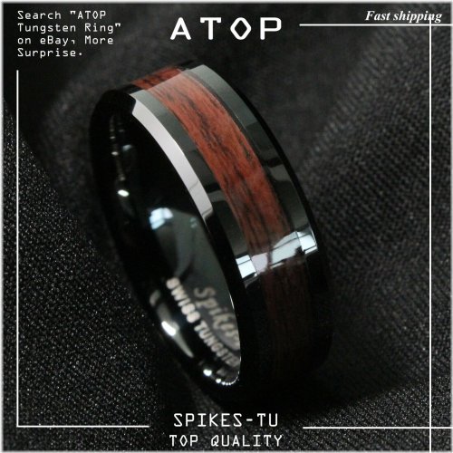 Redwood Inlay Tungsten Carbide Ring for Men