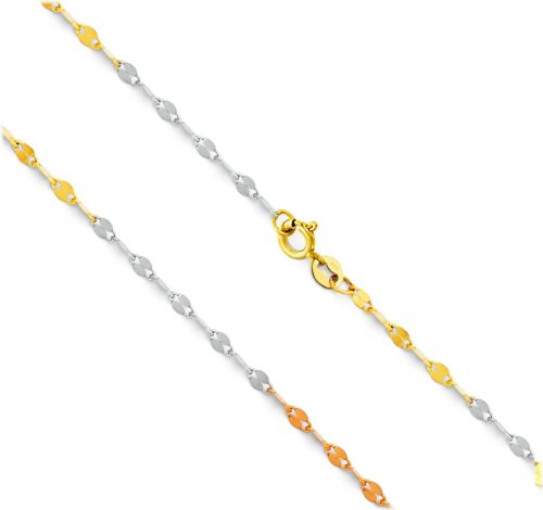 Tri Color Gold Mirror Cable Anklet
