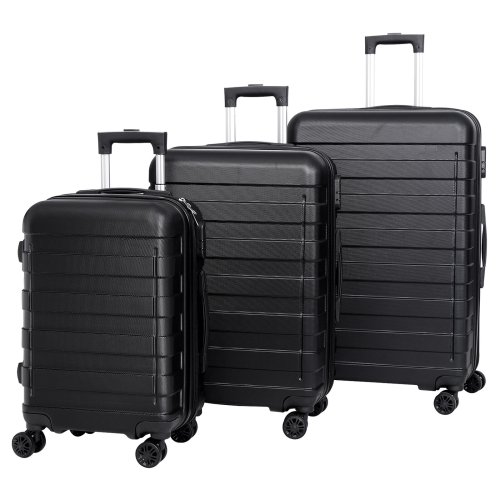 JetSet Trio Expandable Spinner Luggage Set in Sleek Black