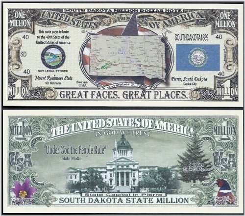 South Dakota State Bill Bundle with Map, Seal, Flag, and Capitol Design