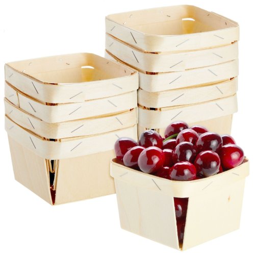 Wooden Berry Baskets - Set of 10